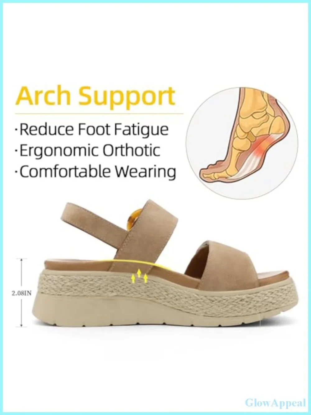 Womens Platform Wedge Sandals Faux Suede Orthopedic Arch Support
